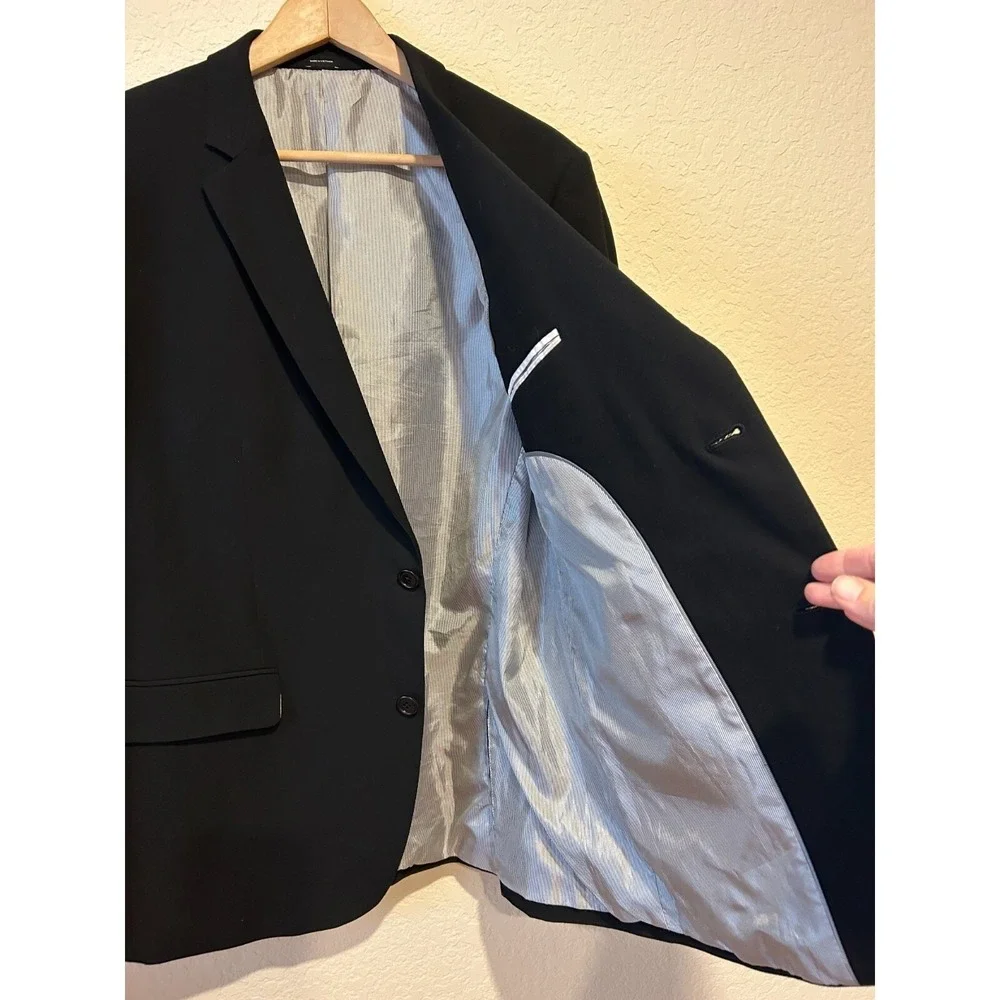 J Ferrar Super Slim Fit Black Mens Preppy Sports Coat Two Button Jacket Size 44R